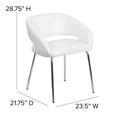 Fusion Series Contemporary White Leather Side-Reception-Lounge Chair [CH-162731-WH-GG]