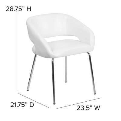 Fusion Series Contemporary White Leather Side-Reception-Lounge Chair [CH-162731-WH-GG]