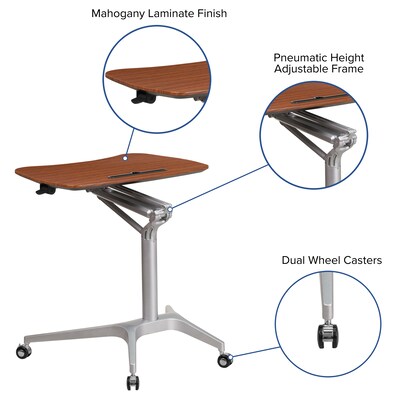 Flash Furniture 28"W Adjustable Desk, Laminate Wood (NAN-IP-10-GG)