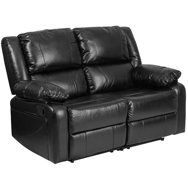 Flash Furniture Harmony Series 56 LeatherSoft Loveseat with Two Built-In Recliners, Black (BT70597LS)