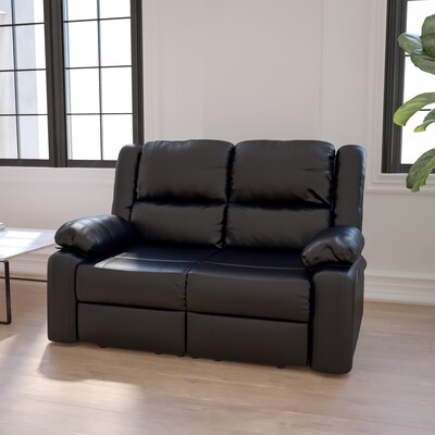 Flash Furniture Harmony Series 56" LeatherSoft Loveseat with Two Built-In Recliners, Black (BT70597LS)