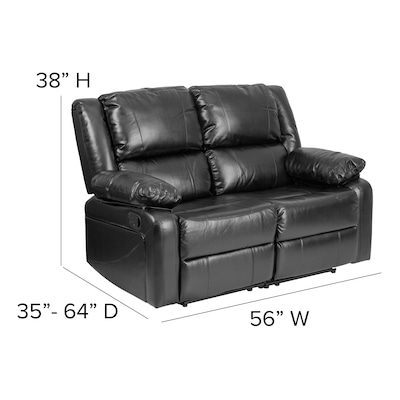 Flash Furniture Harmony Series 56" LeatherSoft Loveseat with Two Built-In Recliners, Black (BT70597LS)