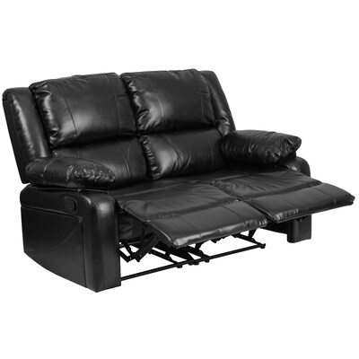 Flash Furniture Harmony Series 56" LeatherSoft Loveseat with Two Built-In Recliners, Black (BT70597LS)