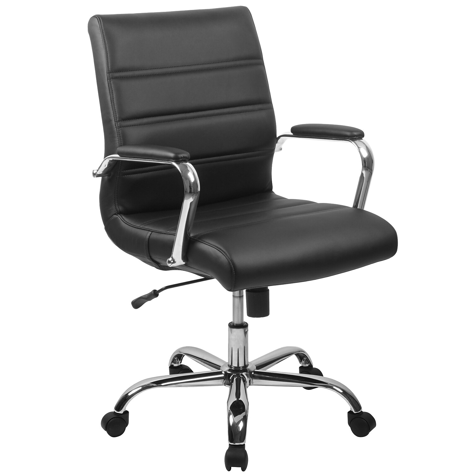 Flash Furniture Whitney Ergonomic LeatherSoft Swivel Mid-Back Executive Office Chair, Black/Chrome (GO2286MBK)