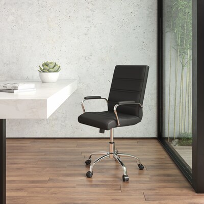 Flash Furniture Whitney Ergonomic LeatherSoft Swivel Mid-Back Executive Office Chair, Black/Chrome (