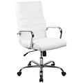 Flash Furniture Whitney Ergonomic LeatherSoft Swivel High Back Executive Office Chair, White/Chrome (GO2286HWH)