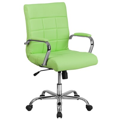 Mid-Back, Green Vinyl Executive Swivel Office Chair with Chrome Arms (GO-2240-GN-GG)