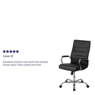 Flash Furniture Whitney Ergonomic LeatherSoft Swivel High Back Executive Office Chair, Black/Chrome (GO2286HBK)