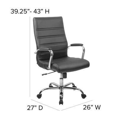 Flash Furniture Whitney Ergonomic LeatherSoft Swivel High Back Executive Office Chair, Black/Chrome (GO2286HBK)