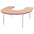 ECR4Kids Thermo-Fused Adjustable 66L x 60W Horseshoe Laminate Activity Table Maple/Red/Sand (ELR-14203-MPRDSDTS)