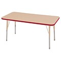 ECR4Kids T-Mold Adjustable 48L x 24W Rectangle Laminate Activity Table Maple/Red/Sand (ELR-14107-MRDSD-SS)