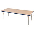 ECR4Kids Thermo-Fused Adjustable 72L x 24W Rectangle Laminate Activity Table Maple/Blue/Sand (ELR-14209-MPBLSDTB)