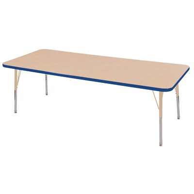 ECR4Kids Thermo-Fused Adjustable 72L x 24W Rectangle Laminate Activity Table Maple/Blue/Sand (ELR-14209-MPBLSDSS)