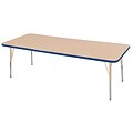ECR4Kids Thermo-Fused Adjustable 72L x 24W Rectangle Laminate Activity Table Maple/Blue/Sand (ELR-14209-MPBLSDSS)