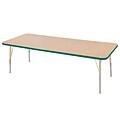 ECR4Kids Thermo-Fused Adjustable 72L x 24W Rectangle Laminate Activity Table Maple/Green/Sand (ELR-14209-MPGNSDSB)