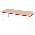 ECR4Kids T-Mold Adjustable 72L x 24W Rectangle Laminate Activity Table Maple/Red/Sand (ELR-14109-MRDSD-TS)
