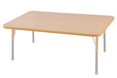 ECR4Kids Thermo-Fused Adjustable 48L x 30W Rectangle Laminate Activity Table Maple/Maple/Sand (ELR-14210-MPMPSDSB)