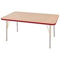 ECR4Kids Thermo-Fused Adjustable 48L x 30W Rectangle Laminate Activity Table Maple/Red/Sand (ELR-14210-MPRDSDSB)