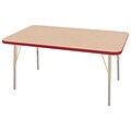 ECR4Kids Thermo-Fused Adjustable 48L x 30W Rectangle Laminate Activity Table Maple/Red/Sand (ELR-14210-MPRDSDTS)