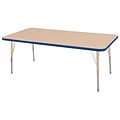 ECR4Kids Thermo-Fused Adjustable 60L x 30W Rectangle Laminate Activity Table Maple/Blue/Sand (ELR-14211-MPBLSDTS)