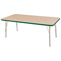 ECR4Kids Thermo-Fused Adjustable 60L x 30W Rectangle Laminate Activity Table Maple/Green/Sand (ELR-14211-MPGNSDSB)