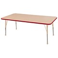 ECR4Kids Thermo-Fused Adjustable 60L x 30W Rectangle Laminate Activity Table Maple/Red/Sand (ELR-14211-MPRDSDTB)