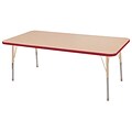 ECR4Kids Thermo-Fused Adjustable 60L x 30W Rectangle Laminate Activity Table Maple/Red/Sand (ELR-14211-MPRDSDSS)
