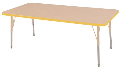 ECR4Kids T-Mold Adjustable 60L x 30W Rectangle Laminate Activity Table Maple/Yellow/Sand (ELR-14111-MYESD-TS)