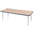 ECR4Kids Thermo-Fused Adjustable 72L x 30W Rectangle Laminate Activity Table Maple/Blue/Sand (ELR-14212-MPBLSDTB)