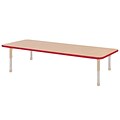 ECR4Kids T-Mold Adjustable 72L x 30W Rectangle Laminate Activity Table Maple/Red/Sand (ELR-14112-MRDSD-C)