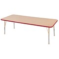 ECR4Kids T-Mold Adjustable 72L x 30W Rectangle Laminate Activity Table Maple/Red/Sand (ELR-14112-MRDSD-TB)