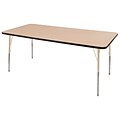 ECR4Kids Thermo-Fused Adjustable 72L x 36W Rectangle Laminate Activity Table Maple/Black/Sand (ELR-14213-MPBKSDTS)