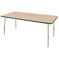 ECR4Kids T-Mold Adjustable 72L x 36W Rectangle Laminate Activity Table Maple/Green/Sand (ELR-14113-MGNSD-TB)