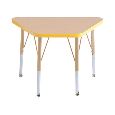 ECR4Kids Thermo-Fused Adjustable 30L x 18W Trapezoid Laminate Activity Table Maple/Yellow/Sand (ELR-14218-MPYESDSS)