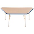ECR4Kids Thermo-Fused Adjustable 60L x 30W Trapezoid Laminate Activity Table Maple/Blue/Sand (ELR-14219-MPBLSDTB)
