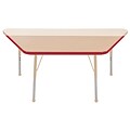 ECR4Kids T-Mold Adjustable 60L x 30W Trapezoid Laminate Activity Table Maple/Red/Sand (ELR-14119-MRDSD-SB)