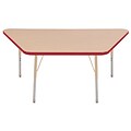 ECR4Kids T-Mold Adjustable 60L x 30W Trapezoid Laminate Activity Table Maple/Red/Sand (ELR-14119-MRDSD-SS)
