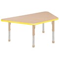ECR4Kids Thermo-Fused Adjustable 60L x 30W Trapezoid Laminate Activity Table Maple/Yellow/Sand (ELR-14219-MPYESDCH)