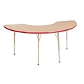 ECR4Kids Thermo-Fused Adjustable 72L x 36W Half Moon Laminate Activity Table Maple/Red/Sand (ELR-14220-MPRDSDSB)