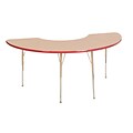 ECR4Kids Thermo-Fused Adjustable 72L x 36W Half Moon Laminate Activity Table Maple/Red/Sand (ELR-14220-MPRDSDTS)