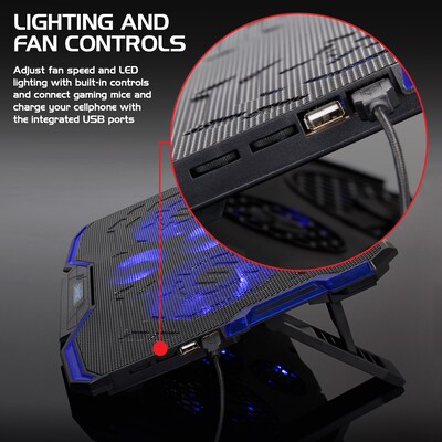 ENHANCE Cryogen Laptop Cooling Stand, USB Connectivity, Blue/Black (ENGXC20100BLWS)