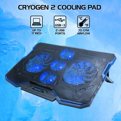 ENHANCE Cryogen Laptop Cooling Stand, USB Connectivity, Blue/Black (ENGXC20100BLWS)