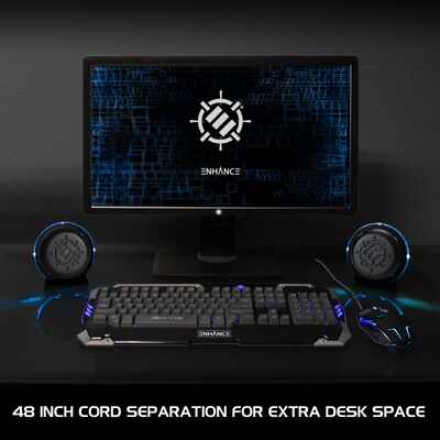 ENHANCE SL2 ENPCSL2100BLEW Gaming LED Computer Speakers, USB Powered & 3.5mm AUX, Blue