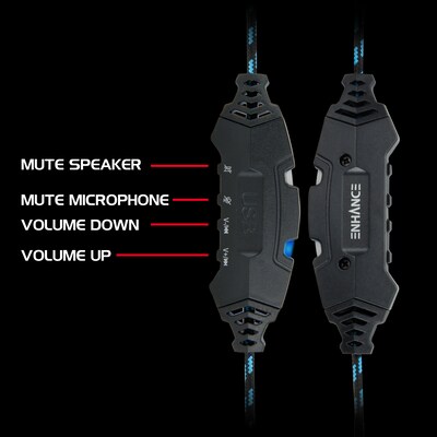 Enhance Voltaic Pro 7.1 Surround Gaming Headphones, USB, Black/Blue (ENVOH7L100BLEW)