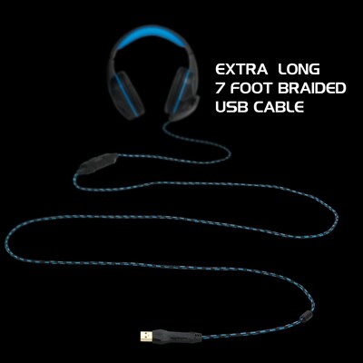 Enhance Voltaic Pro 7.1 Surround Gaming Headphones, USB, Black/Blue (ENVOH7L100BLEW)