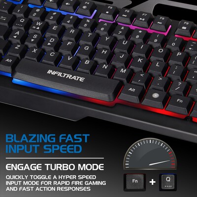 ENHANCE Infiltrate KL2 ENINKL2100BKWS Membrane Gaming Keyboard, USB, Black