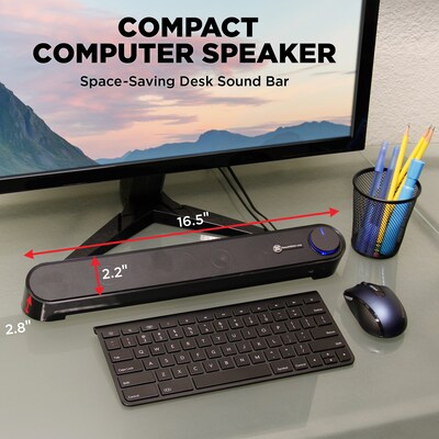 GOgroove SonaVERSE UBR Computer Sound Bar Speaker, USB Powered, Blackout (GGSVUBR100BOEW)