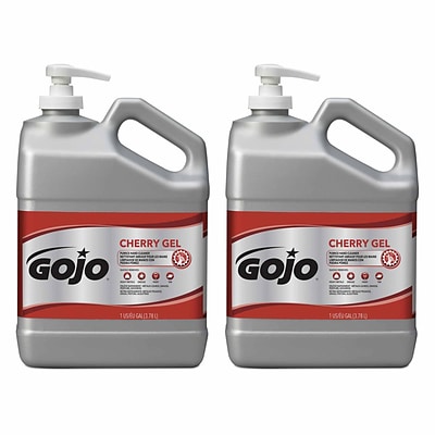GOJO Gel Pumice Hand Cleaner, Cherry Fragrance, 1 Gallon Hand Cleaner with Pumice Pump Bottle, 2/Pack (2358-02)