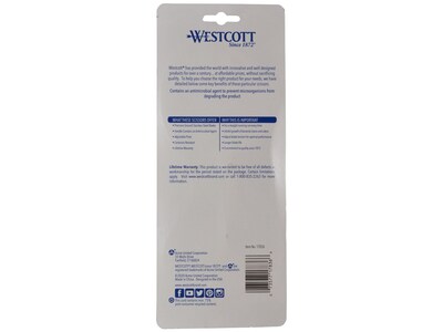 Westcott 8 Stainless Steel Scissors, Silver/Blue/Gray, 2/Pack (17836)