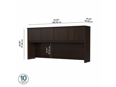 Bush Business Furniture Studio C 72"W Desk Hutch, Black Walnut (SCH172BW)